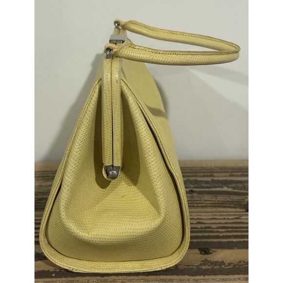 Banana Republic Purse 100% Cow Leather Yellow Satchel Handbag Vintage - Picture 4 of 8